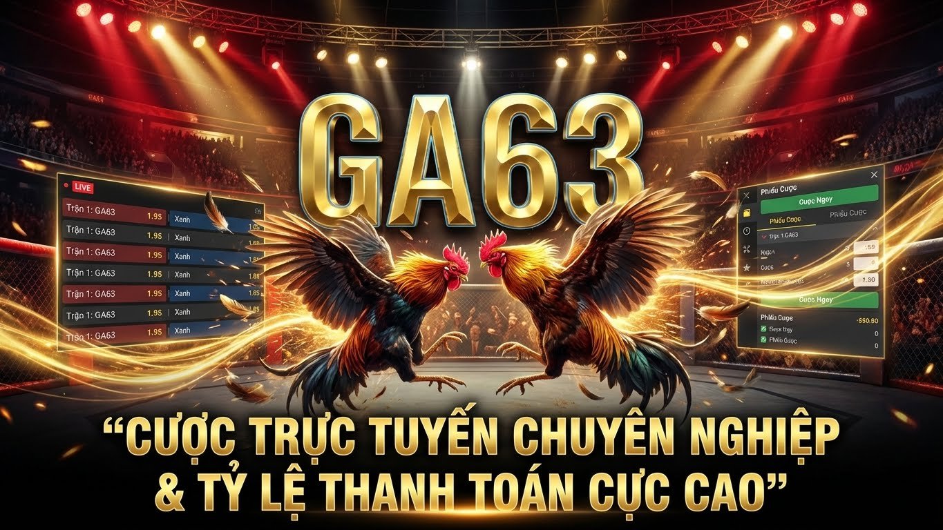Đá Gà GA63 – Hướng Dẫn Cược Trực Tuyến & Tỷ Lệ Cao 1 Banner GA63 minh họa trải nghiệm Đá Gà trực tuyến với tỷ lệ thanh toán cao và cược chuyên nghiệp.