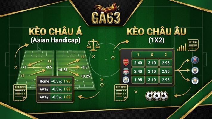 Banner minh họa cách đặt cược Tỷ Lệ Kèo Châu Á và Châu Âu tại GA63 với chiến lược tối ưu lợi nhuận.